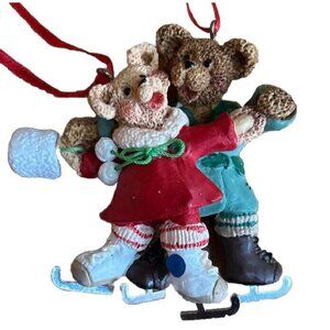 Vintage Kurt S. Adler "Holly Bearies"  Figure Skating Bears Ornament